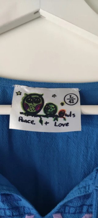 Blusa bordada azul mujer talla única