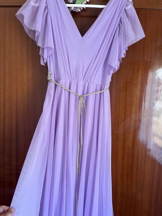 Vestido largo lila con flores
