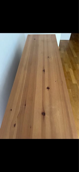 Mueble TV salón madera y blanco