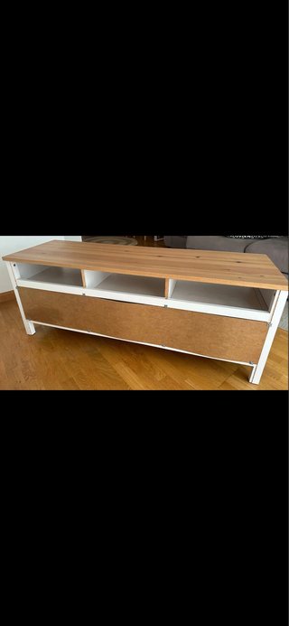 Mueble TV salón madera y blanco