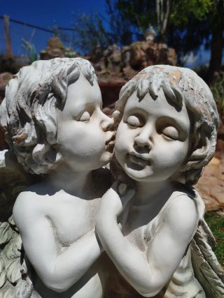 Pareja de ángeles para jardín casa exterior