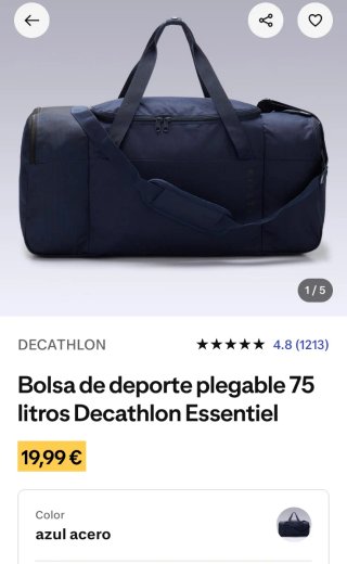 Bolsa Deporte Plegable 75L Decathlon Kipsta