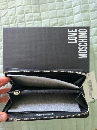 Portafoglio Moschino nero con cuore borchie