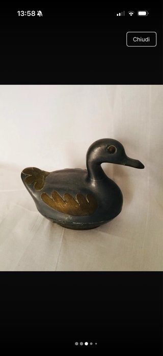 Coppia Contenitori Papere Vintage Anni '70 Peltro