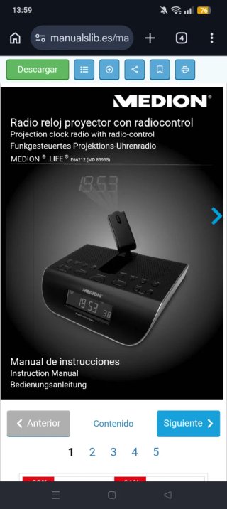 Radio Reloj Proyector Medion
