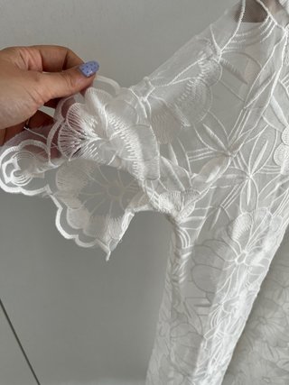Copricostume bianco pizzo floreale taglia L