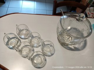 Set Punch Vintage francese Vetro Decorato