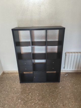 Estantería Kallax Negra Ikea + Cajones y Puerta