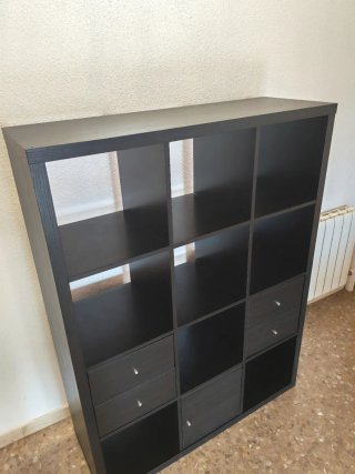 Estantería Kallax Negra Ikea + Cajones y Puerta