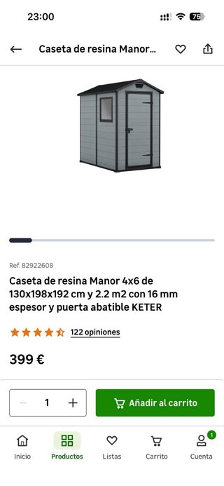 Caseta de resina Keter gris y blanca