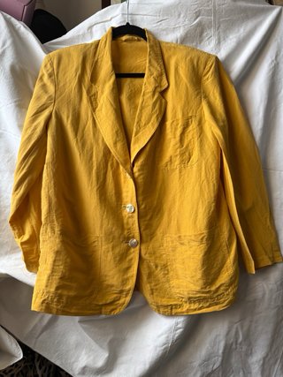 Giacca donna in lino e seta giallo senape