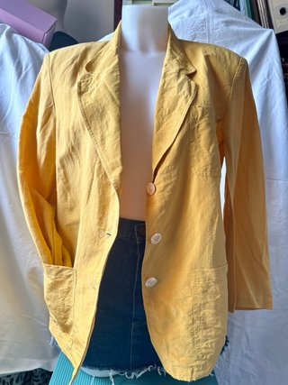 Giacca donna in lino e seta giallo senape