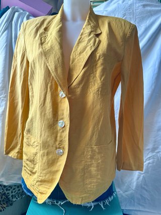 Giacca donna in lino e seta giallo senape