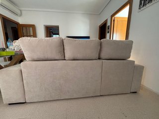 Sofá chaise longue beige 3 plazas