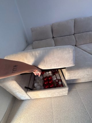 Sofá chaise longue beige 3 plazas