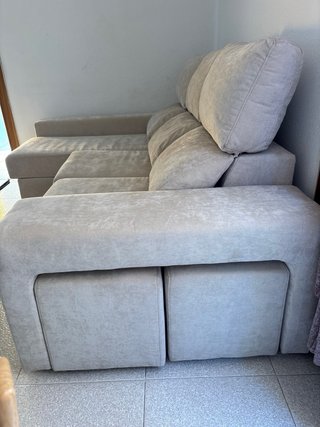 Sofá chaise longue beige 3 plazas
