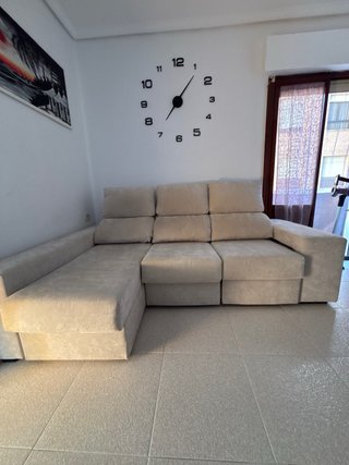 Sofá chaise longue beige 3 plazas