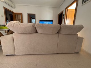 Sofá chaise longue beige 3 plazas