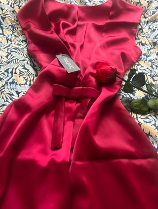 Vestido vino escote espalda lazo T38