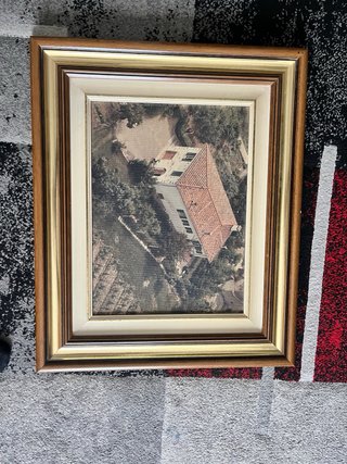 Quadro con cornice in legno e oro