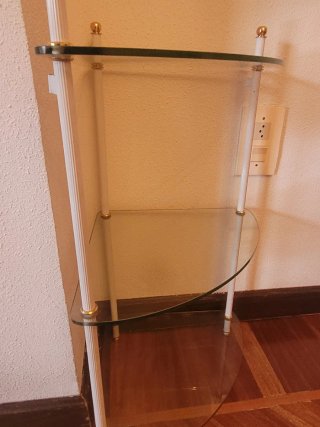 Repisa de esquina de cristal con 3 baldas