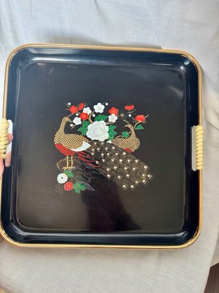 Vassoio  con pavoni e vintage  giappone anni 70