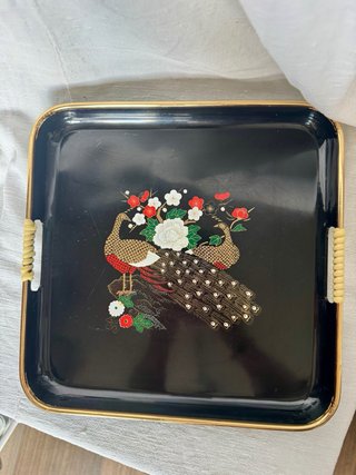 Vassoio  con pavoni e vintage  giappone anni 70