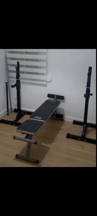 Banco de pesas + Barra 175cm + Soportes