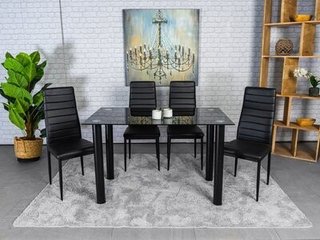 Mesa cristal templado y 4 sillas