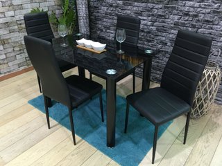 Mesa cristal templado y 4 sillas