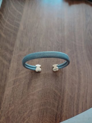 Pulsera Tous Oso Dorado y Malla Azul