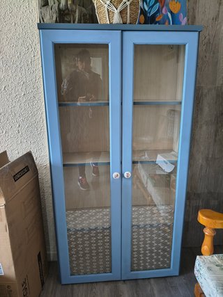 Vitrina Azul Cocina/Salón Madera y Cristal