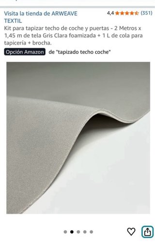 Kit tapizar techo coche tela gris + cola