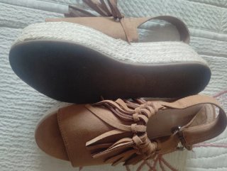 38 Sandalias cuña beige/marrón deportivas mujer