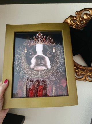 Cuadro Perrita Reina con Marco Dorado