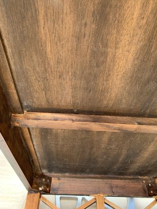 Mesa centro madera maciza y ratán