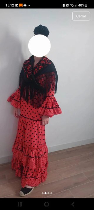 Traje Flamenca Rojo Lunares Negros