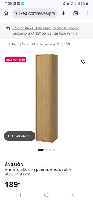 Armario alto roble ÄNGSJÖN IKEA