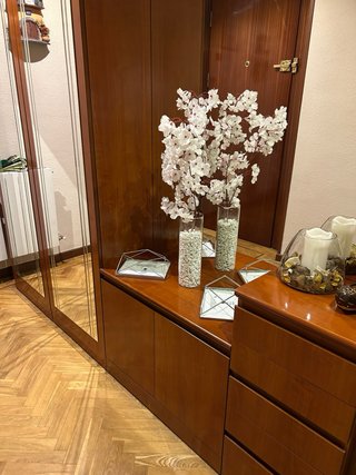 Mueble de entrada modular madera y cristal