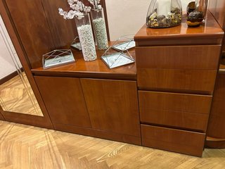 Mueble de entrada modular madera y cristal