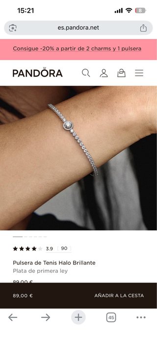 Pulsera tenis halo brillante pandora