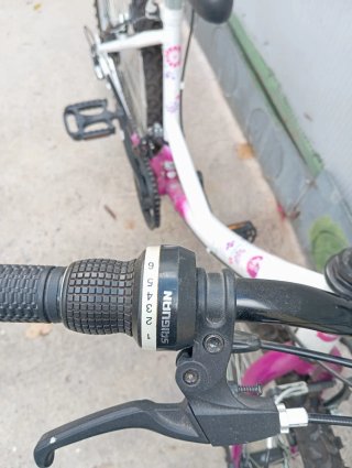 Bicicleta juvenil blanca y rosa