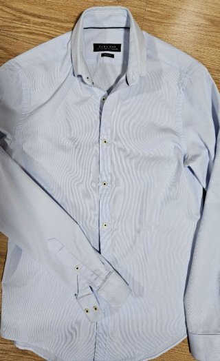 Camisa de vestir azul Zara