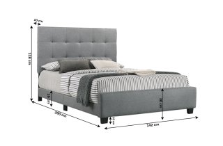 Cama Matrimonial Emely Tela Gris