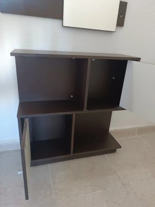 Recibidor con espejo madera y cristal