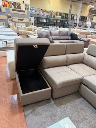 Sofá Cama Chaise Longue Beige