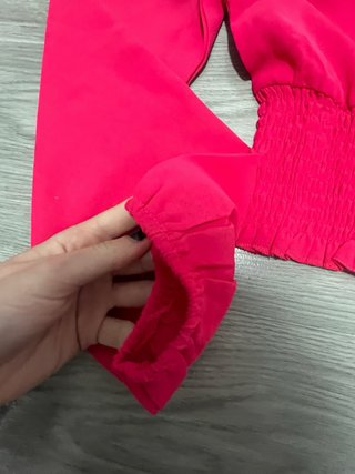 Top rosa fruncido mangas anchas talla 36