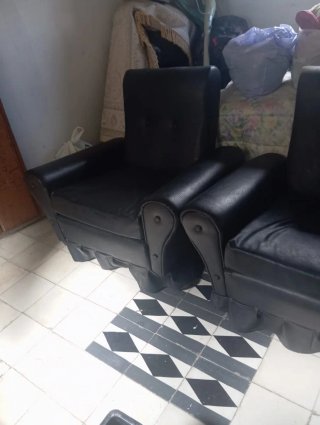 Sofá 3 plazas cuero negro