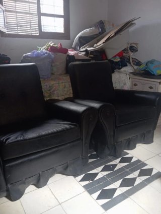 Sofá 3 plazas cuero negro