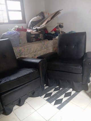Sofá 3 plazas cuero negro